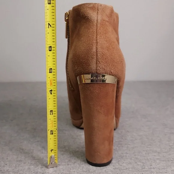 Michael Kors Haven Tan Suede Zip-Up Ankle Bootie Heels Size 9.5 - Picture 13 of 13